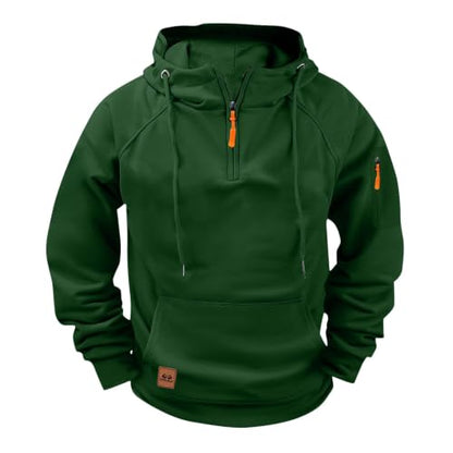 fnnxeal Herre Hættetrøje Quarter Zip Fleece Pullover