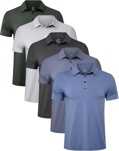 TELALEO Herre Poloshirt Kortærmet Golf Performance 5-Pak