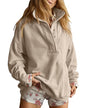 Oversized Henley Pullover Sweatshirt til Kvinder GA-0521