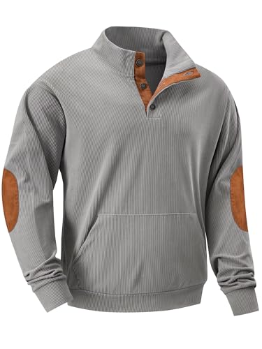 JMIERR Herre Sweatshirt Fløjl Quarter Button Pullover