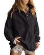Oversized Henley Pullover Sweatshirt til Kvinder GA-0521
