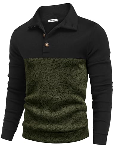 COOFANDY Herre Striktrøje Fleece Pullover Langærmet