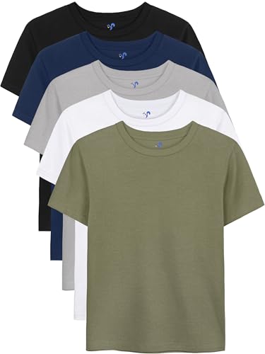 YERIOK Drenge T-Shirts Bomuld Kortærmet 5-Pak