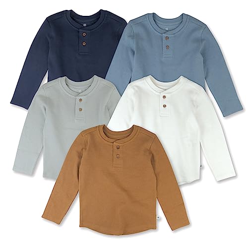 HonestBaby Drenge Baby Langærmet Henley Vaffeltrøjer 5-Pak T5D2E