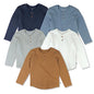 HonestBaby Drenge Baby Langærmet Henley Vaffeltrøjer 5-Pak T5D2E