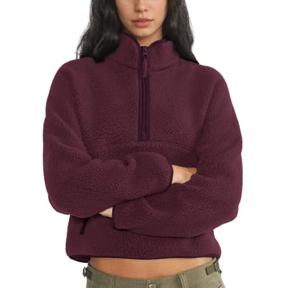 Dame Fleece Pullover Lynlås Varm Sherpa
