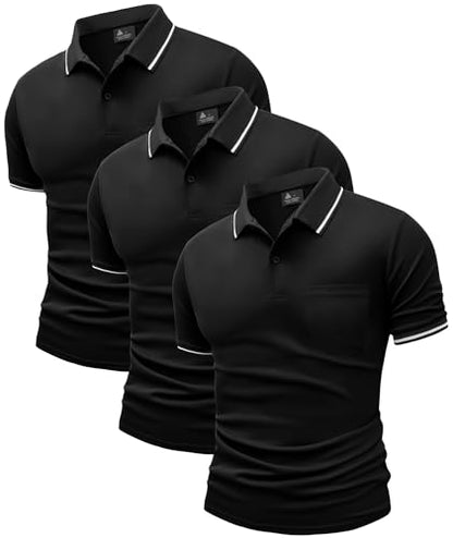 Herre Polo T-shirt Kortærmet Med Lomme 3-pak