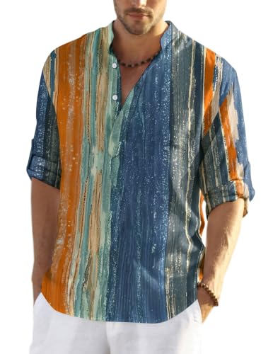 COOFANDY Herre Henley T-Shirt Langærmet Bomuld Hør ZSJ007181