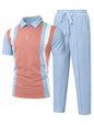 UOUA Herre Træningssæt 1/4-Zip Polo Joggingbukser M002B