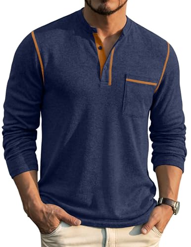 COOFANDY Herre Henley Langærmet Skjorte ZTJ010081