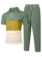 UOUA Herre Træningssæt 1/4-Zip Polo Joggingbukser M002B