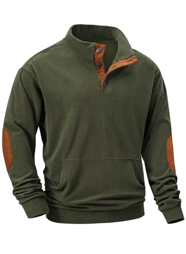 JMIERR Herre Sweatshirt Fløjl Quarter Button Pullover