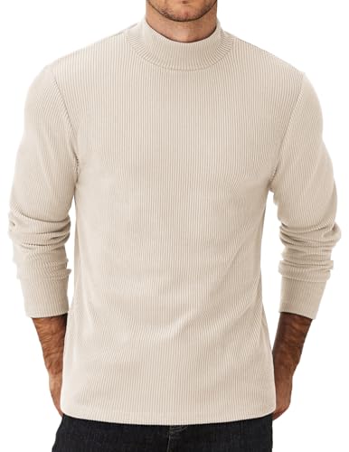 COOFANDY Herre Striktrøje Mock Neck Ribstrikket Pullover