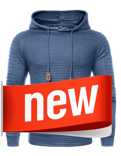COOFANDY Herre Hættetrøje Pullover Vaffelstrik Casual