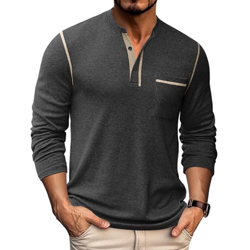 COOFANDY Herre Henley Langærmet Skjorte ZTJ010081