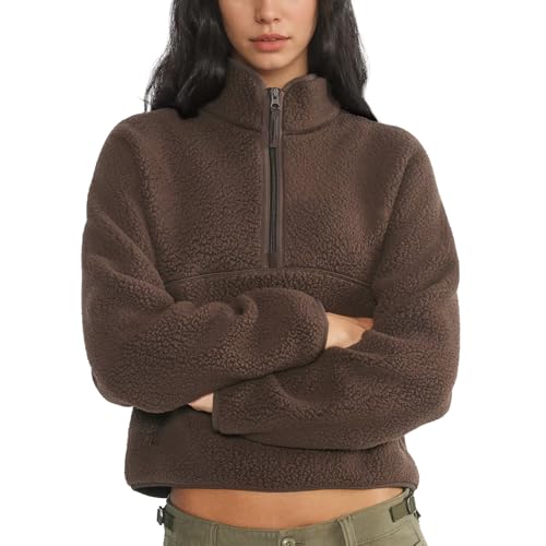 Dame Fleece Pullover Lynlås Varm Sherpa