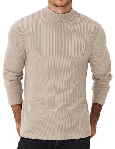 COOFANDY Herre Striktrøje Mock Neck Ribstrikket Pullover