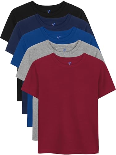 YERIOK Drenge T-Shirts Bomuld Kortærmet 5-Pak
