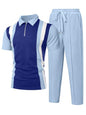 UOUA Herre Træningssæt 1/4-Zip Polo Joggingbukser M002B