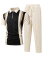UOUA Herre Træningssæt 1/4-Zip Polo Joggingbukser M002B