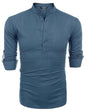 COOFANDY Herre Henley T-Shirt Langærmet Bomuld Hør ZSJ007181