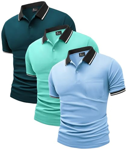 Herre Polo T-shirt Kortærmet Med Lomme 3-pak