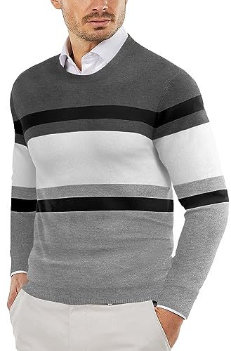 COOFANDY Herre Striktrøje Crew Neck Langærmet Slim Fit
