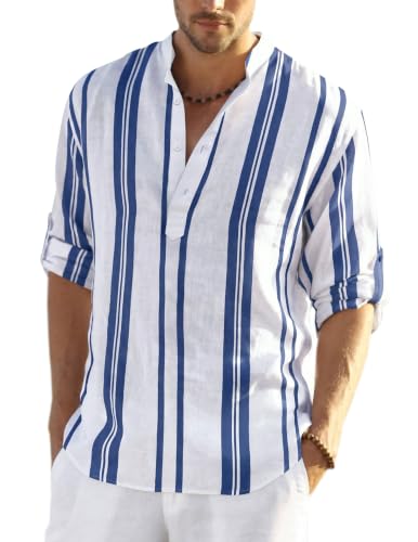 COOFANDY Herre Henley T-Shirt Langærmet Bomuld Hør ZSJ007181