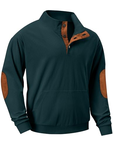 JMIERR Herre Sweatshirt Fløjl Quarter Button Pullover