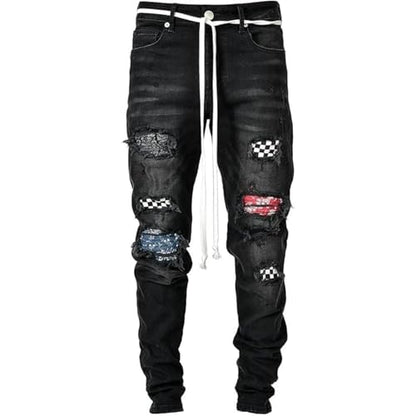 Maiyifu-GJ Herre Jeans Moto Biker Slim Fit Boyfriend