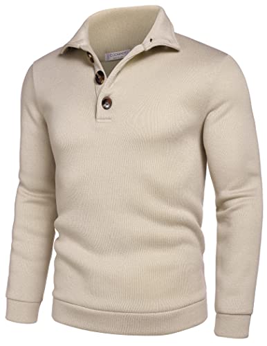 COOFANDY Herre Striktrøje Fleece Pullover Langærmet