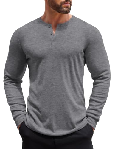 COOFANDY Herre Henley Skjorte Langærmet Ztj009440