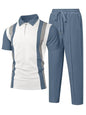 UOUA Herre Træningssæt 1/4-Zip Polo Joggingbukser M002B