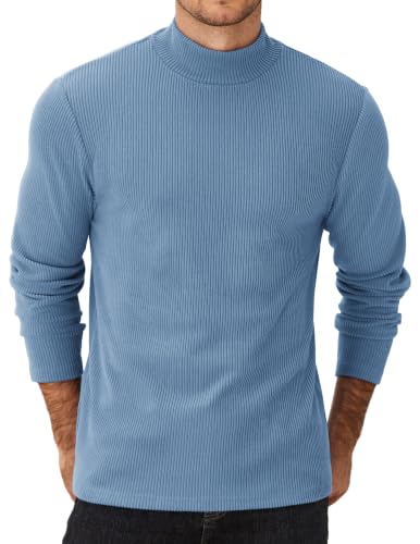 COOFANDY Herre Striktrøje Mock Neck Ribstrikket Pullover