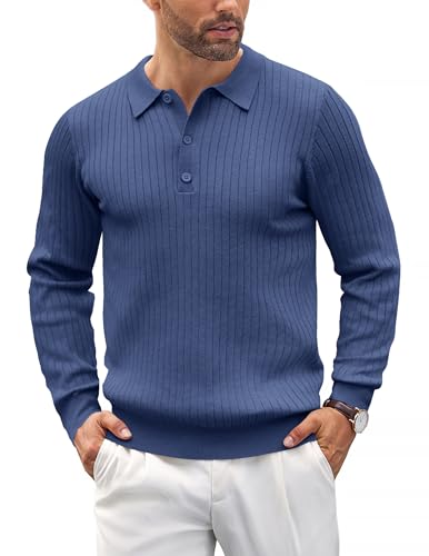 COOFANDY Herre Strikket Polo Langærmet Ztj009061