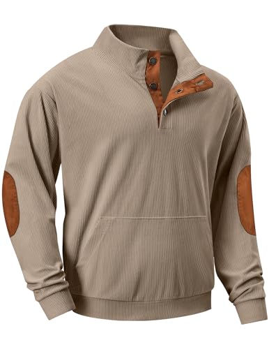 JMIERR Herre Sweatshirt Fløjl Quarter Button Pullover
