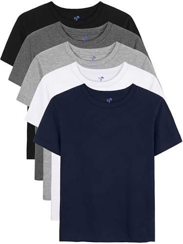 YERIOK Drenge T-Shirts Bomuld Kortærmet 5-Pak
