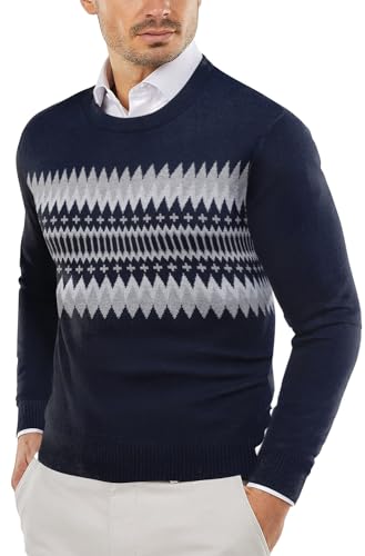 COOFANDY Herre Striktrøje Crew Neck Langærmet Slim Fit