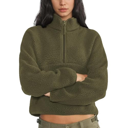 Dame Fleece Pullover Lynlås Varm Sherpa