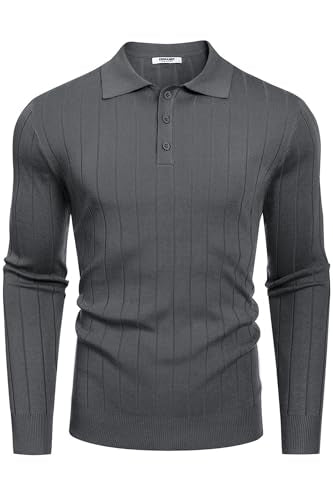 COOFANDY Herre Poloshirt Strik Langærmet Ztj009471