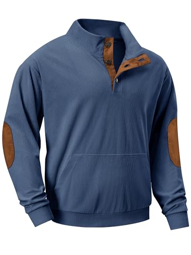 JMIERR Herre Sweatshirt Fløjl Quarter Button Pullover