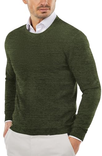 COOFANDY Herre Striktrøje Crew Neck Langærmet Slim Fit