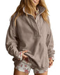 Oversized Henley Pullover Sweatshirt til Kvinder GA-0521