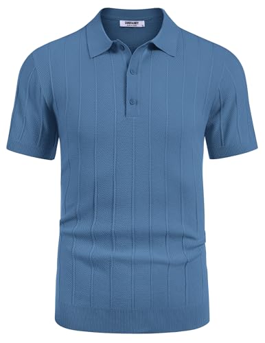 COOFANDY Herre Polo Kortærmet Ribstrikket Av007569