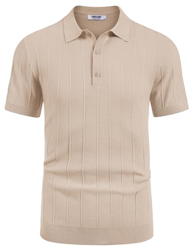COOFANDY Herre Poloshirt Strik Ribbet Kortærmet Av007569