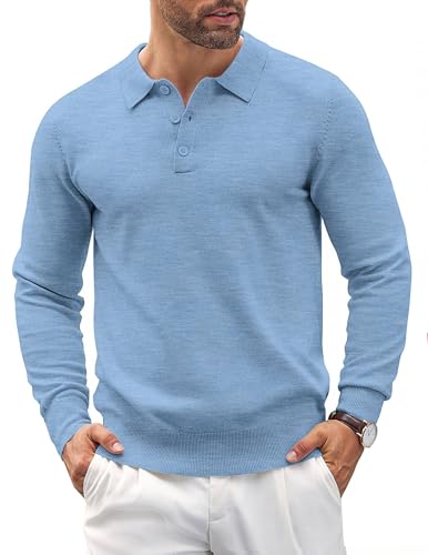 COOFANDY Herre Strikket Polo Langærmet Ztj009061