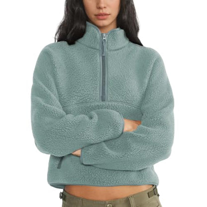 Dame Fleece Pullover Lynlås Varm Sherpa