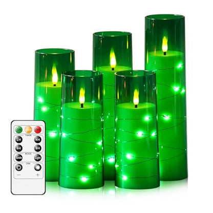 Flammefri LED Stearinlys med Timer og Lyskæde 5 Stk.