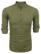 COOFANDY Herre Henley T-Shirt Langærmet Bomuld Hør ZSJ007181