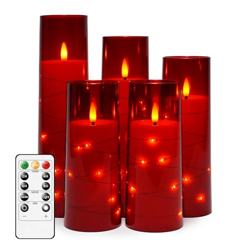 Flammefri LED Stearinlys med Timer og Lyskæde 5 Stk.